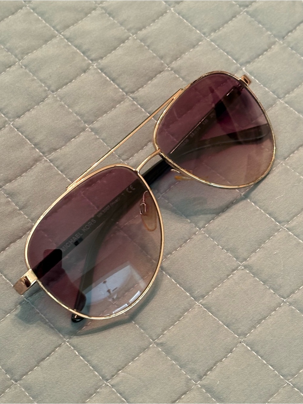 Michael Kors Gold Frame Aviator Sunglasses with Purple Lenses